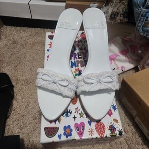 Jeffrey Campbell Cinnamon White Satin Heels